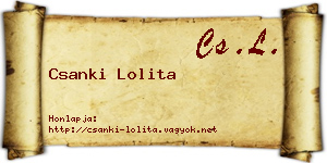 Csanki Lolita névjegykártya